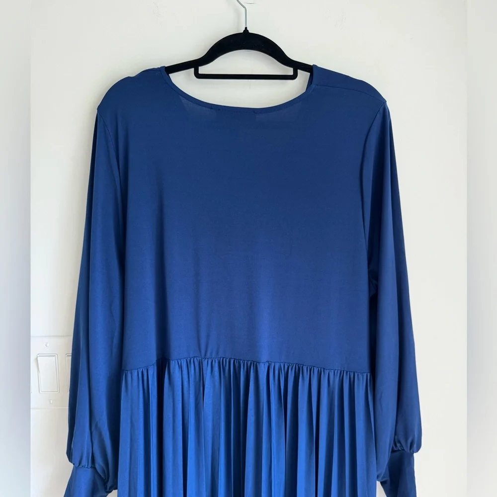 Eloquii‎ Knot Front Pleated Dress Size 16 Blue NEW